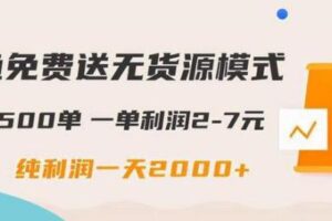 闲鱼免费送无货源模式是如何日出500单的？一单利润2-7元 纯利润一天2000+
